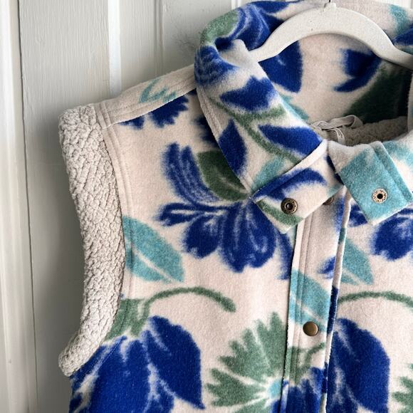 Free People Hello Vest Floral Sherpa Fleece Oversized - Picture 4 of 8